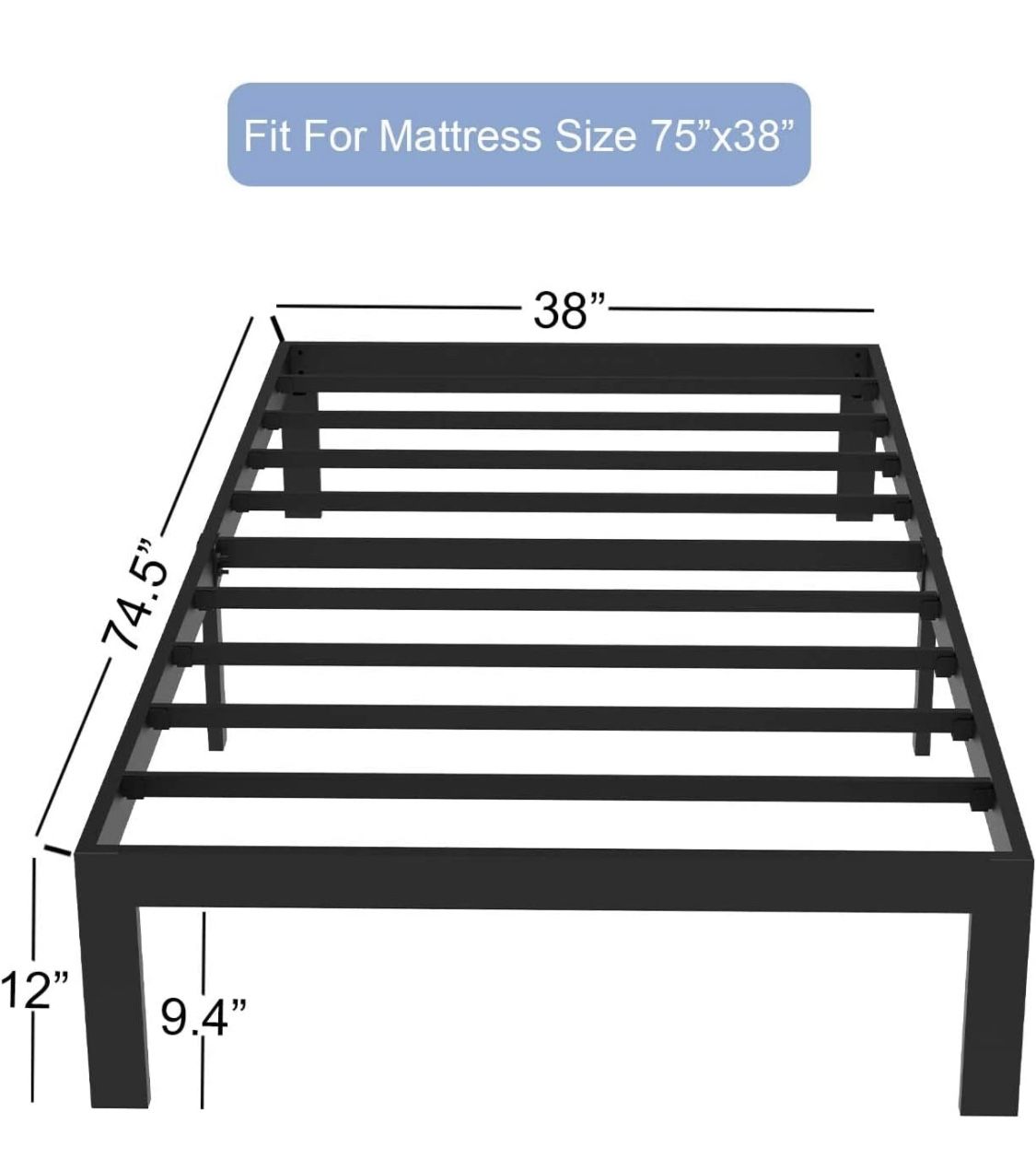 (2) Available-Twin Bed Frame- FIRSTHOMES Felix/Twin Bed/Twin Platform Bed Frame/Twin Size Metal Bed Frame with Steel Slats/Twin Bed Frame/Easy Assembl