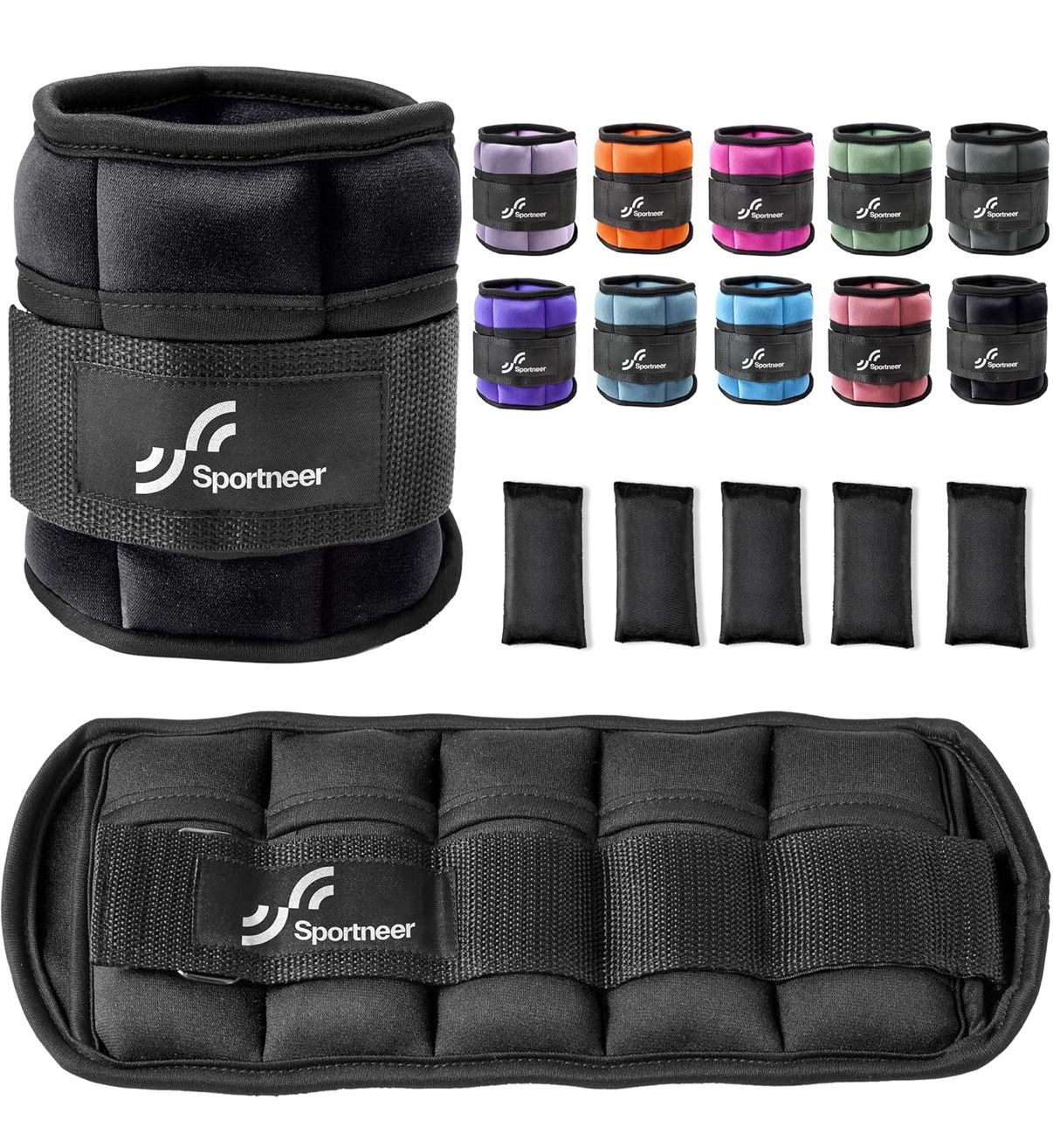 Sportneer Adjustable Ankle Weights 1 Pair 2 4 6 8 10 Lbs Leg Weight Straps for Women Men
