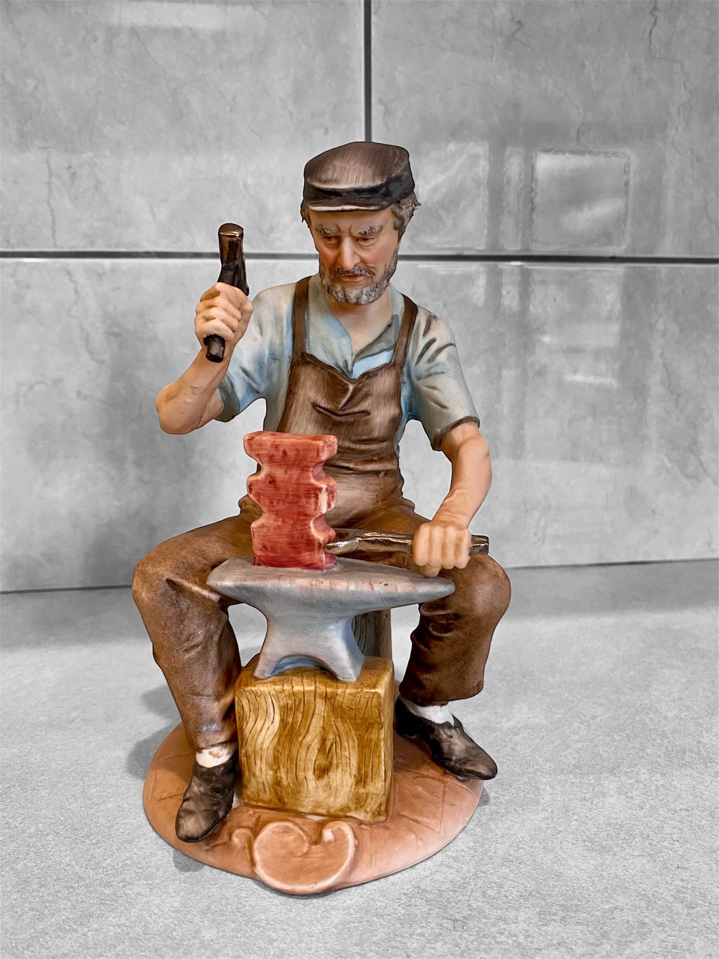 Capodimonte Porcelain Figurine Blacksmith Signed A. Benni 9" Tall