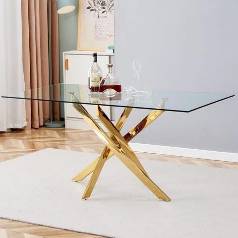 71" Modern Rectangular Glass Dining Table for 6-8