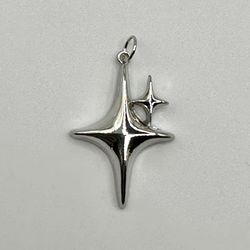 ✨ Pretty silver tone mid century stars large pendant