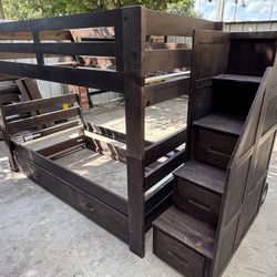 Bunkbeds With Stairways Storage & Rolled Out Storage
