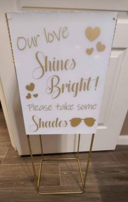 Wedding Sunglasses Sign / Holder Stand
