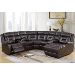 Briwn Motion Sectional With One Recliner Chair And One Push Back Chaise Brand New In Box Firm Price $1,500