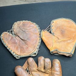 3 Vintage Baseball Gloves Mitts 