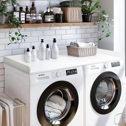 Washer Dryer Countertop, 27.5" x 54" Bamboo Washer and Dryer Countertop for Laundry Room Organization(White)