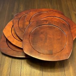Set of 6: Pier 1 Dark Wood Charger Plates