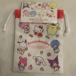 SANRIO CHARACTERS DRAWSTRING BAG MINI PURSE HANDBAG STORAGD KAWAII HELLO KITTY MY MELODY KUROMI LITTLE TWIN STARS POMPOMPURIN POCHACCO CINNAMOROLL 