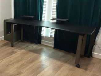 Rolling Black Desk - Editar Uplift Desk with Accessories