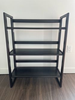 Brown Wooden 3-Tier Folding Bookshelf