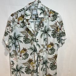 Men’s Medium Hawaiian Shirt - Ricky Singh Denim & Flower - Pickup Today