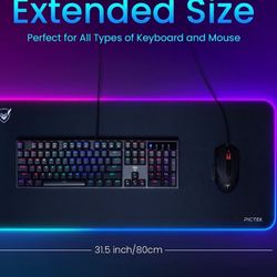 Large GB Gaming Mouse Pad, Oversized Glowing RGB Extended Mousepad, Anti-Slip Rubber Base and Waterproof Surface, Extra Large Soft RGB Computer Keyboa