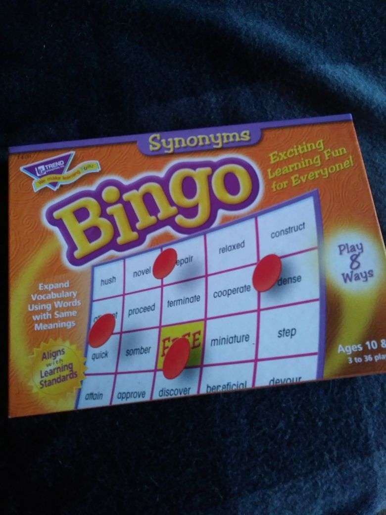 Bingo learning game for kids - learn synonyms