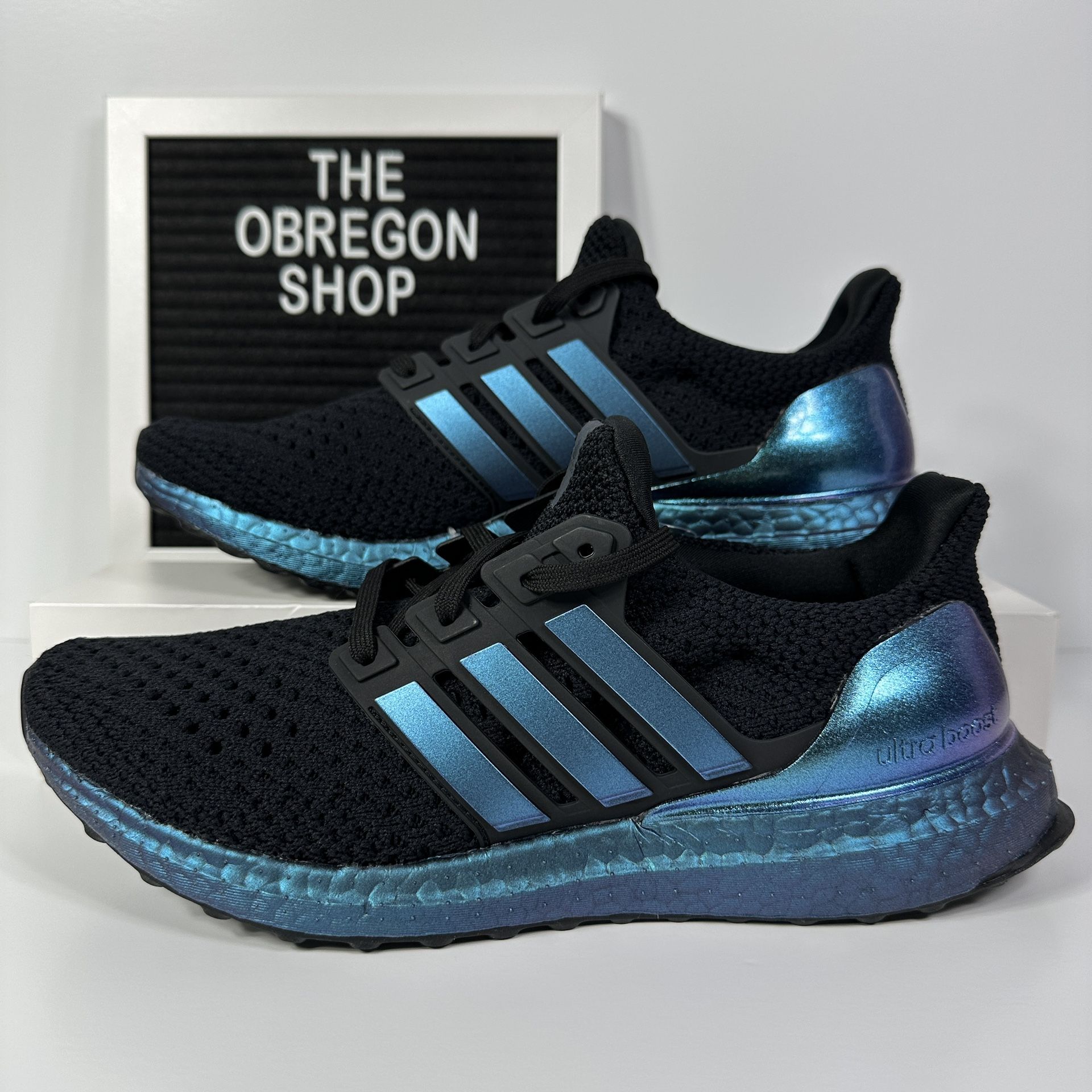 ADIDAS ULTRABOOST CLIMA IRIDESCENT PACK BLACK SIGNAL CYAN MENS KIDS RUNNING SHOES SIZE 7.5 PRIMEKNIT BLUE NEW
