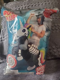 Inflatable Skeleton Unicorn Ride-On Costume