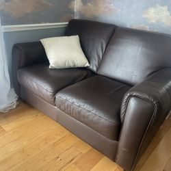 Brown Leather Loveseat