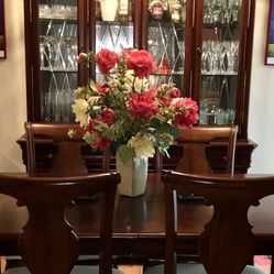 Macy’s Louis Philippe Double Pedestal Table 7pc Dining Set in Dark Cherry Finish w/ Hutch and Buffet