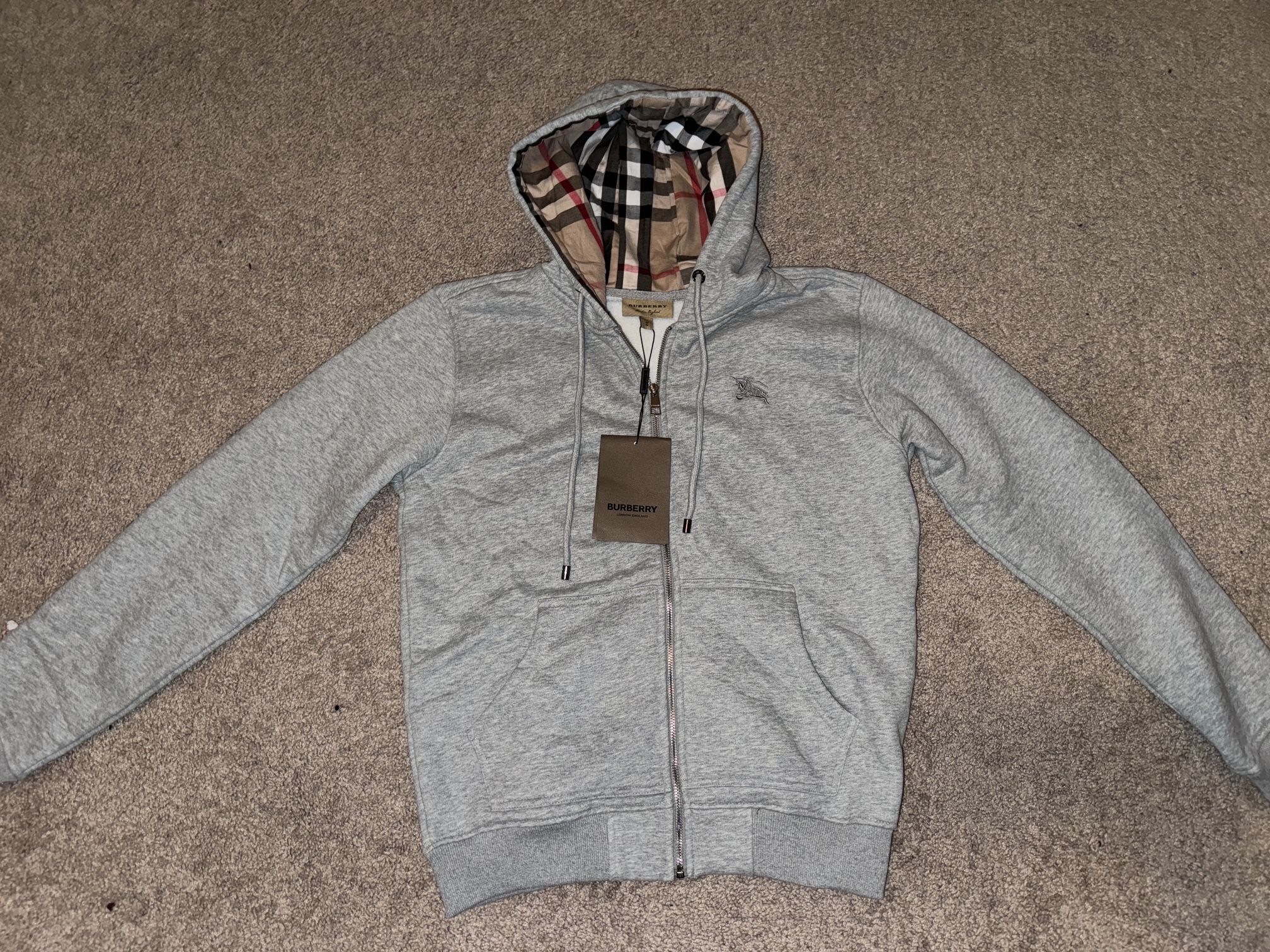 Burberry Grey Zip Up Hoddie