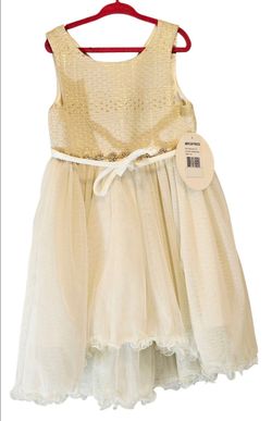 American Princess Girls 6X Gold Ivory Party Dress Tulle Holiday NWT Formal