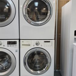 LG Front Loading Washer And Stackable Gas Dryer Set 