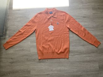 Dockers X Malbon Burnt Orange Pure Wool Jumper Golf Polo Long Sleeve Size Medium
