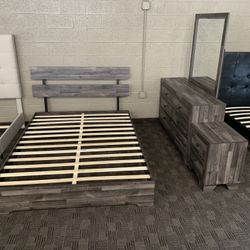 Grey Brown Queen Bedroom Set 