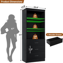 23.6" Closet Drawers System, Wood Closet Organizer System with 3 Drawers, Modular Small Walk-in Closets Storage Unit, Black (23.6" L x 13.8" W x 71