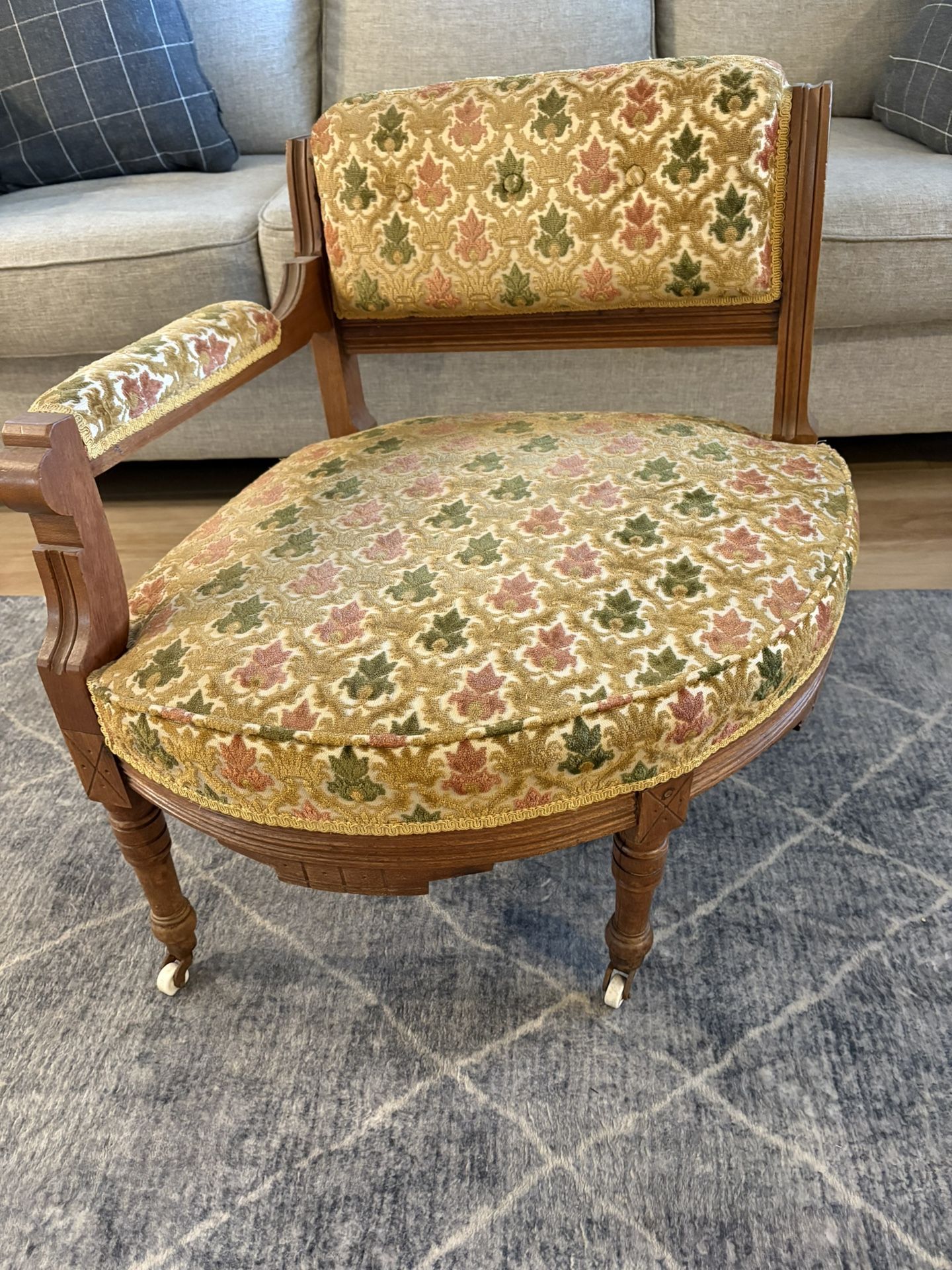 Upholstered Antique One-arm Chair