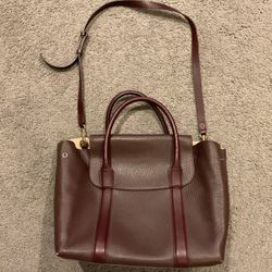Cuyana Huge Brown Leather Satchel Tote Bag Luggage Crossbody Purse XMAS