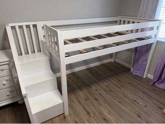 Low Loft Bed With Stairs - For Kids