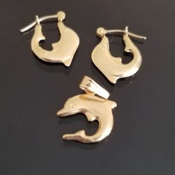 Dolphin Earrings And Pendant Set 
