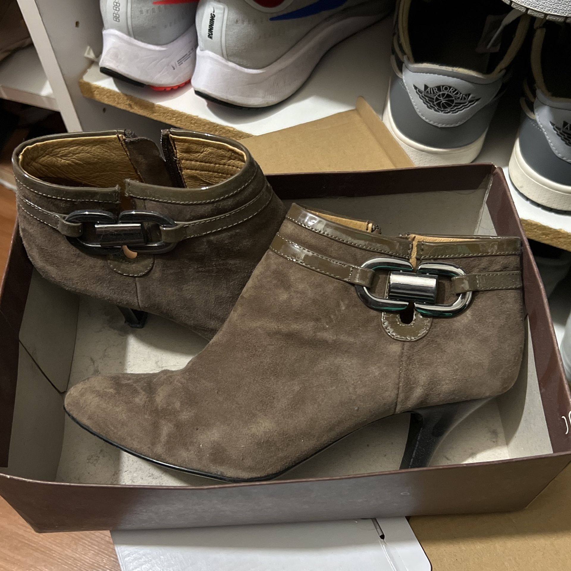 Brown Leather Bootie Womens