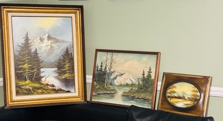 Set of 3 Vintage Oil Paintings — Mountain & Pastoral Landscapes OBO