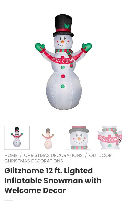 12 Ft Blowup Yard Snowman