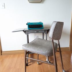 Vintage MCM Grey Rolling Tanker Desk Chair by Virtue Bros