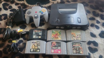 N64 with WCW games