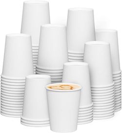 8 oz White Disposable Paper Cups [300 Count] Hot Coffee Cups