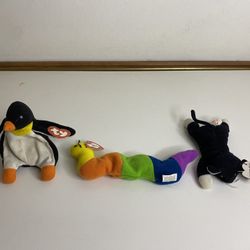 Set of 3 Ty Teenie Beanie Babies – Zip, Inch & Waddle – Pre-Owned Collectible