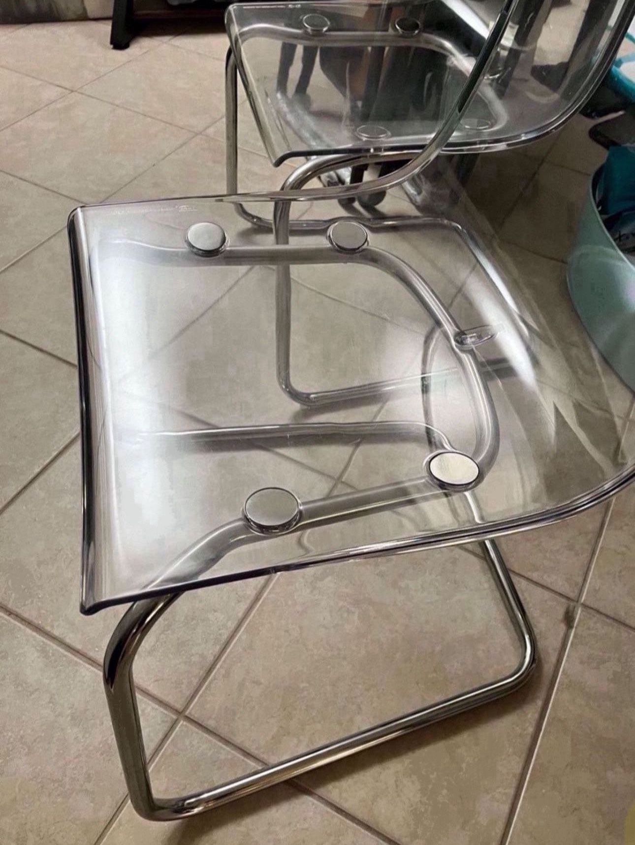 Ikea Tobias clear chrome plated chair X 2 - Lightly Used -