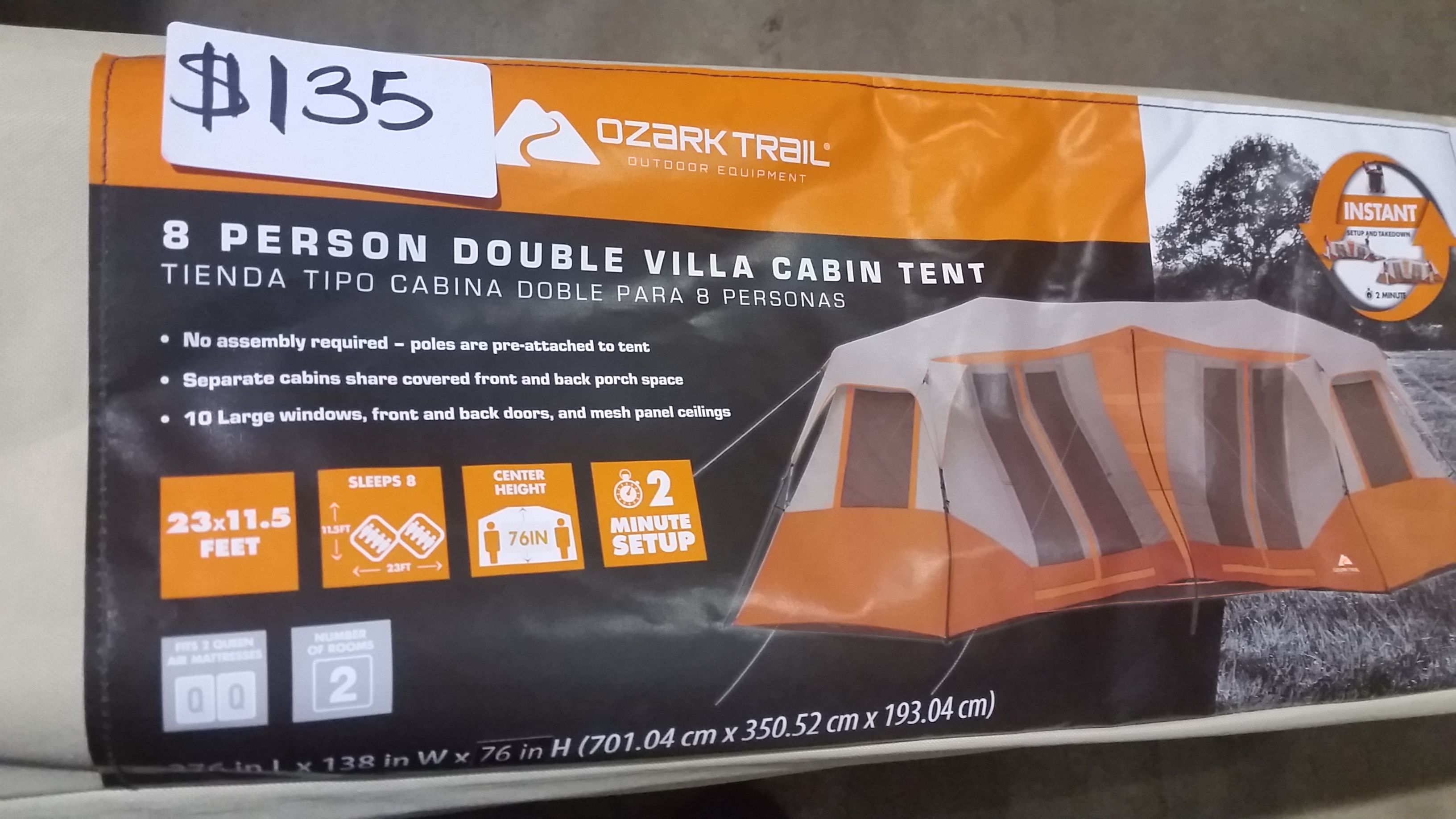 8 person instant cabin tent withe wheels for easy transport