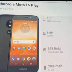 Motorola Moto E5 Play Android Phone-  Ready To Use 