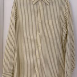 Men’s Banana Republic Yellow And Brown Pinstripe Long Sleeve Button Down Shirt