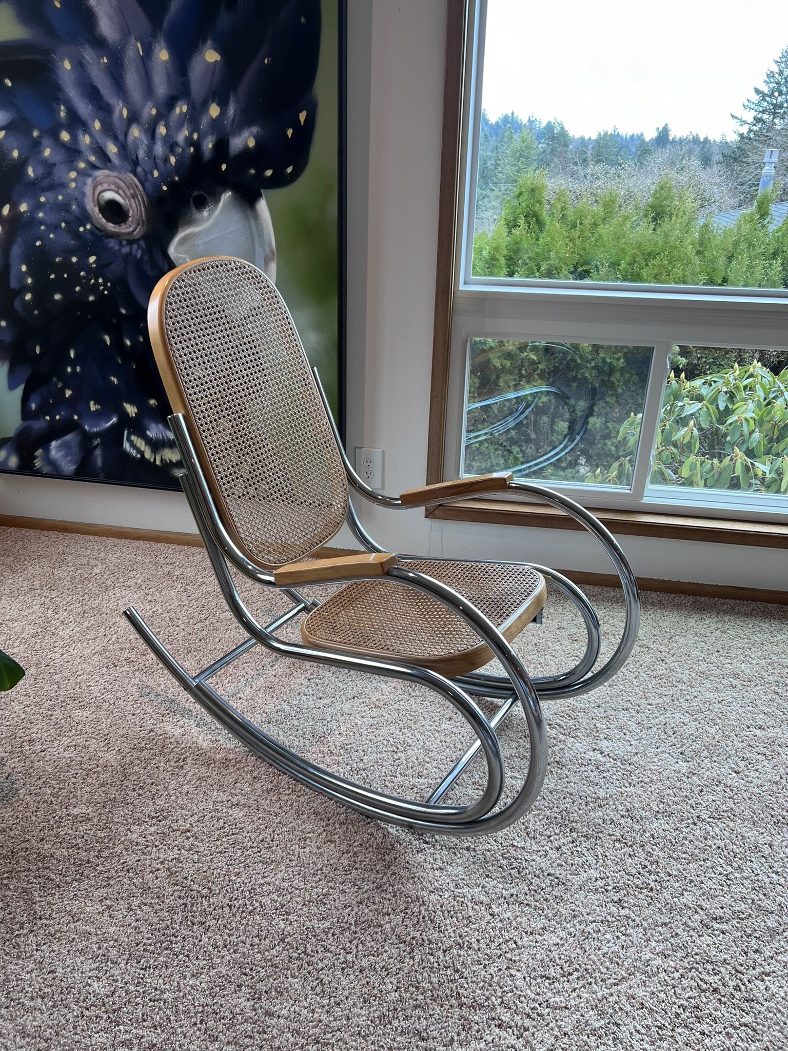 Rocking Chair - Rattan & Chrome
