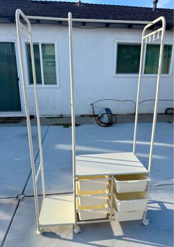Rolling Clothing Racks for Hanging Clothes Freestanding with 6 drawers