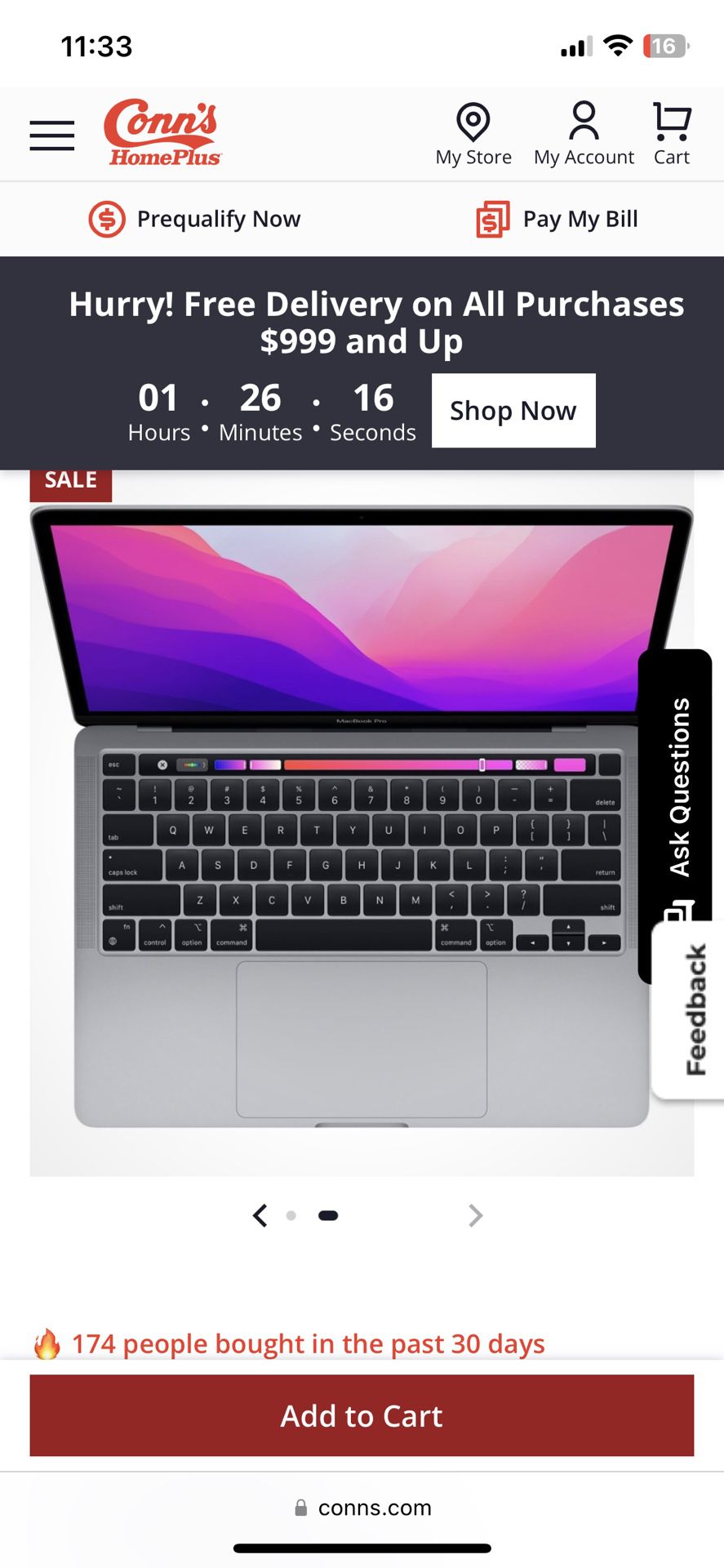 MacBook Pro 13.3” Laptop - Apple M2 chip - 8GB Memory - 256GB SSD (Latest Model) - Space Gray