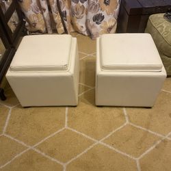 Ottomans, Matching Pair, Storage, Black & White