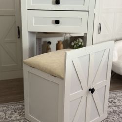 White Vanity table With Mirror & Chair 