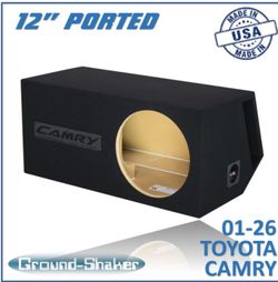 Black 12" Single Ported Sub Box, Fits 01-26 Toyota Camry