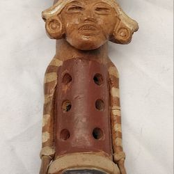 Clay Ceramic Peruvian Incan Aztec Mayan Flute God Goddess