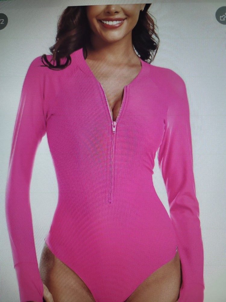 RELLECIGA Women's Long Sleeve Neon Rose Rash Guard